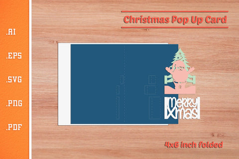 Christmas Pop-up Card SVG - Portrait 4x6 v11 SVG Slim Studio 