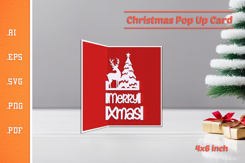 Christmas Pop-up Card SVG - Portrait 4x6 v6 SVG Slim Studio 