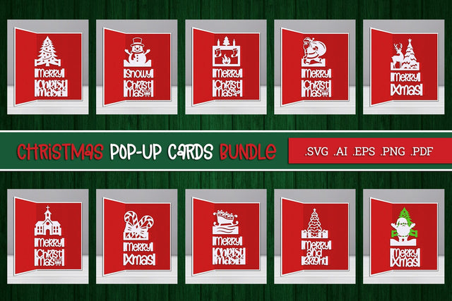 Christmas Pop-up Cards Bundle - Portrait 4x6 SVG Slim Studio 