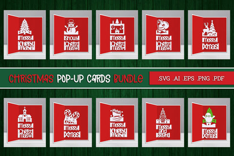 Christmas Pop-up Cards Bundle - Portrait 4x6 SVG Slim Studio 