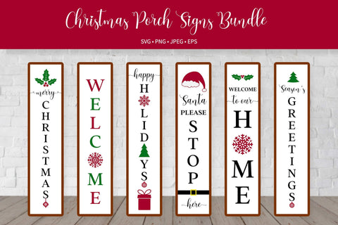 Christmas Porch Sign SVG Bundle. Holidays vertical signs. SVG LaBelezoka 