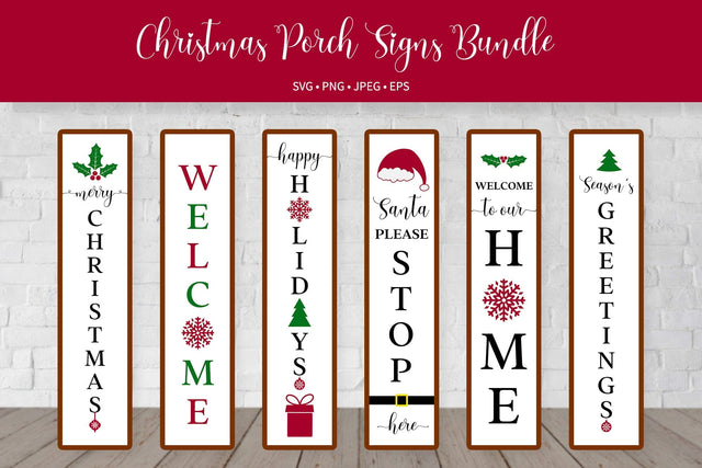 Christmas Porch Sign SVG Bundle. Holidays vertical signs. SVG LaBelezoka 