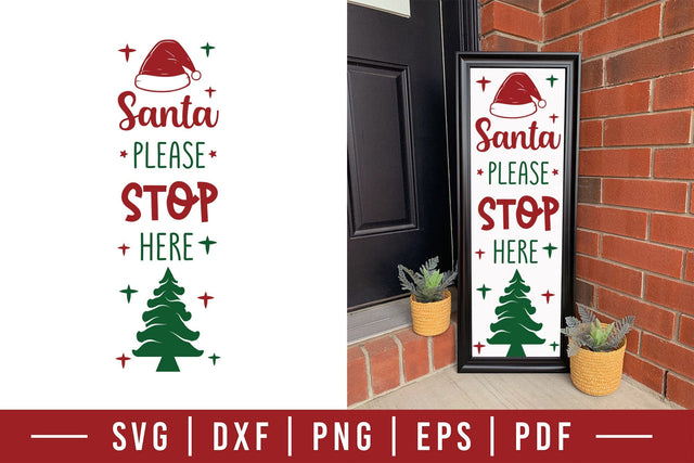 Christmas Porch Sign SVG | Santa Please Stop Here SVG CraftLabSVG 