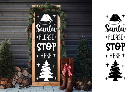 Christmas Porch Sign SVG | Santa Please Stop Here SVG CraftLabSVG 