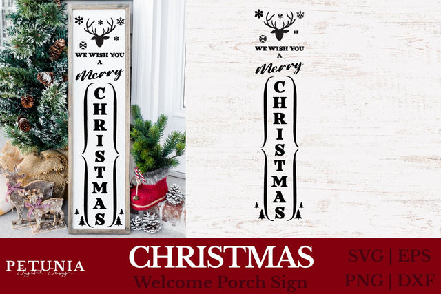 Christmas Porch Sign SVG | Welcome Vertical Sign SVG SVG Petunia Digital Design 