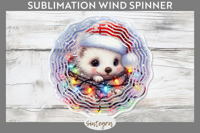 Christmas Porcupine Entangled in Lights Wind Spinner Sublimation Sublimation Sintegra 
