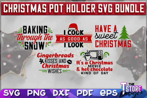 Christmas Pot Holder SVG Bundle | Christmas Phrases | SVG Inscription Design | SVG File SVG The T Store Design 