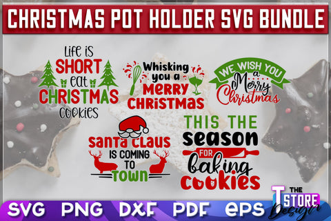 Christmas Pot Holder SVG Bundle | Christmas Phrases | SVG Inscription Design | SVG File SVG The T Store Design 