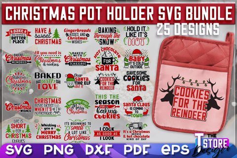 Christmas Pot Holder SVG Bundle | Christmas Phrases | SVG Inscription Design | SVG File SVG The T Store Design 