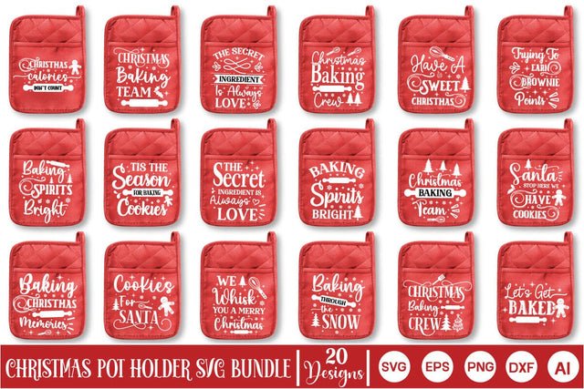 Christmas Pot Holder SVG Bundle, Christmas SVG Bundle, Kitchen SVG Bundle, SVGs,Quotes and Sayings,Food & Drink,On Sale, Print & Cut SVG DesignPlante 503 