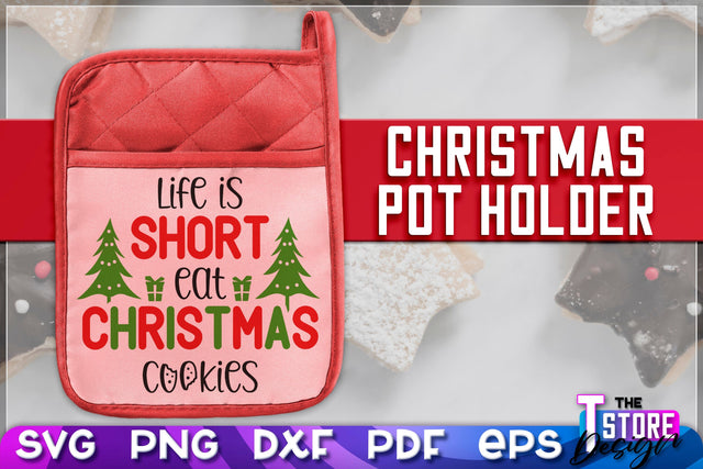 Christmas Pot Holder SVG | Christmas Phrases | SVG Inscription Design | SVG File SVG The T Store Design 