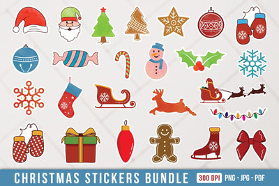Christmas Printable Stickers Bundle Sublimation CraftLabSVG 