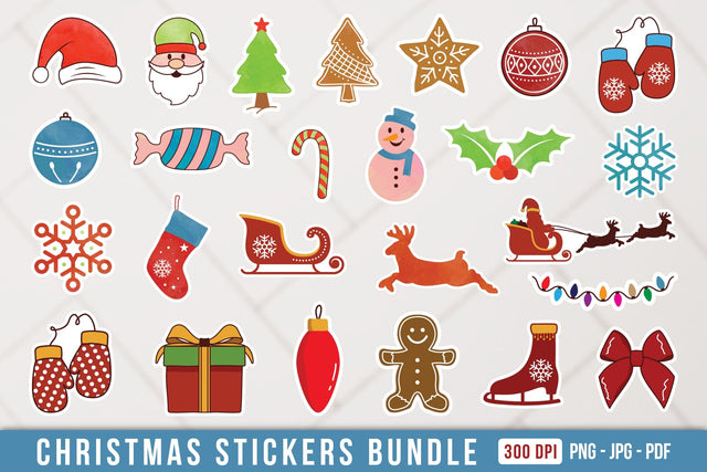 Christmas Printable Stickers Bundle Sublimation CraftLabSVG 