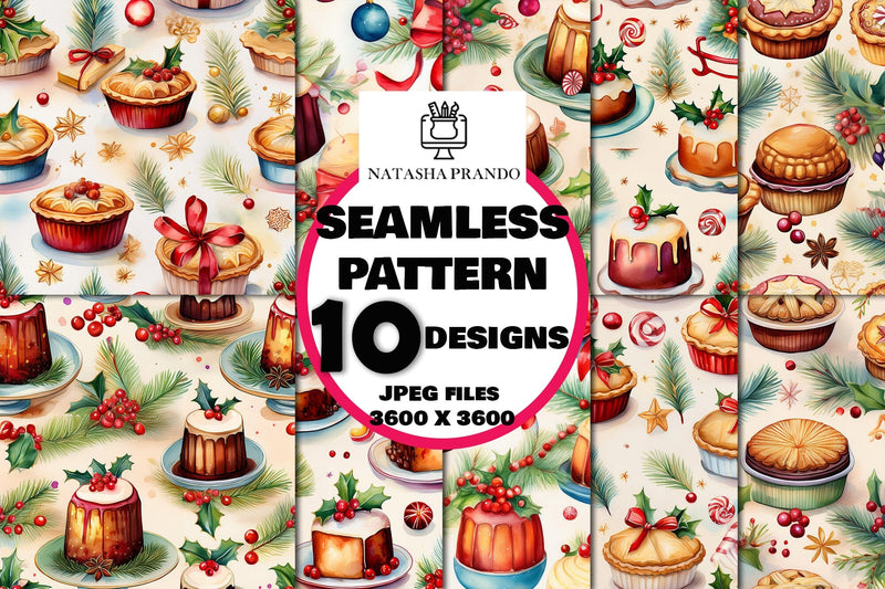 Christmas Pudding Seamless Digital Paper Digital Pattern Natasha Prando 
