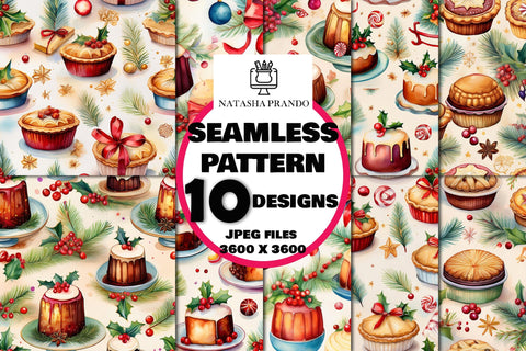 Christmas Pudding Seamless Digital Paper Digital Pattern Natasha Prando 
