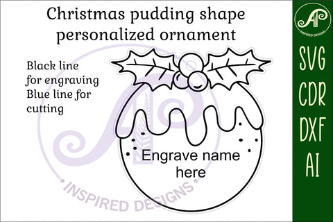 Christmas pudding shape Christmas Ornament SVG laser cut SVG APInspireddesigns 