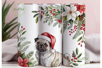 Christmas Pug 20oz Tumbler Wrap Sublimation PixelChick 