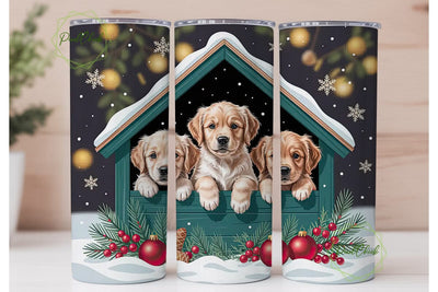 Christmas Puppies 20oz Tumbler Wrap Sublimation PixelChick 