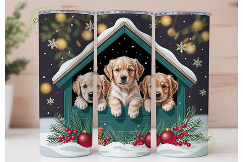 Christmas Puppies 20oz Tumbler Wrap Sublimation PixelChick 