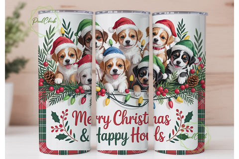 Christmas Puppies 20oz Tumbler Wrap Sublimation PixelChick 
