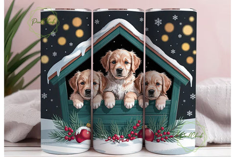 Christmas Puppies 20oz Tumbler Wrap Sublimation PixelChick 