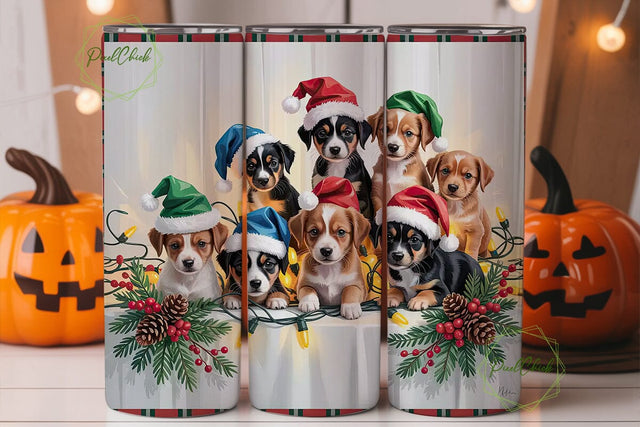 Christmas Puppies 20oz Tumbler Wrap Sublimation PixelChick 