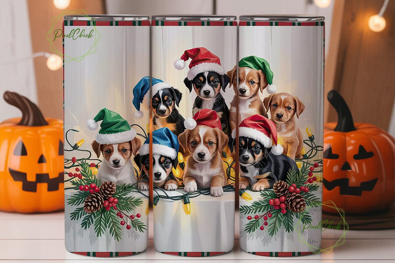 Christmas Puppies 20oz Tumbler Wrap Sublimation PixelChick 