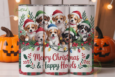 Christmas Puppies 20oz Tumbler Wrap Sublimation PixelChick 