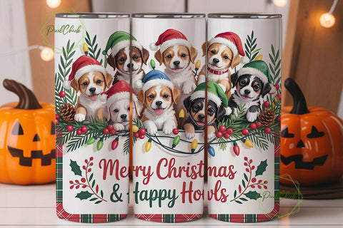 Christmas Puppies 20oz Tumbler Wrap Sublimation PixelChick 