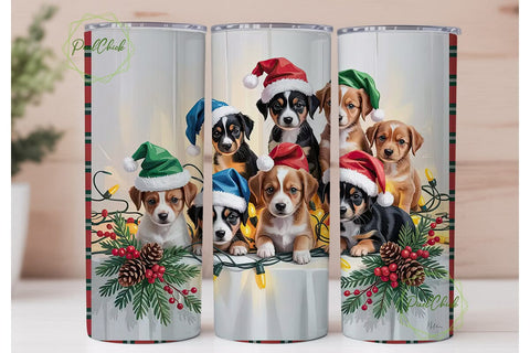 Christmas Puppies 20oz Tumbler Wrap Sublimation PixelChick 