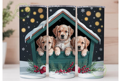 Christmas Puppies 20oz Tumbler Wrap Sublimation PixelChick 
