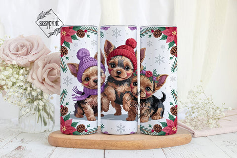 Christmas Puppies 20oz Tumbler Wrap Sublimation sassyprint 
