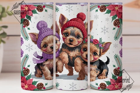 Christmas Puppies 20oz Tumbler Wrap Sublimation sassyprint 