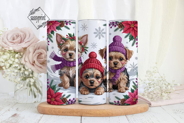 Christmas Puppies 20oz Tumbler Wrap Sublimation sassyprint 