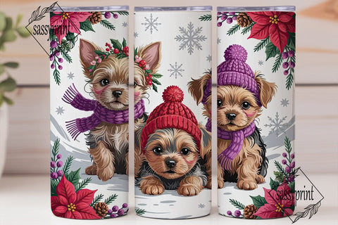 Christmas Puppies 20oz Tumbler Wrap Sublimation sassyprint 