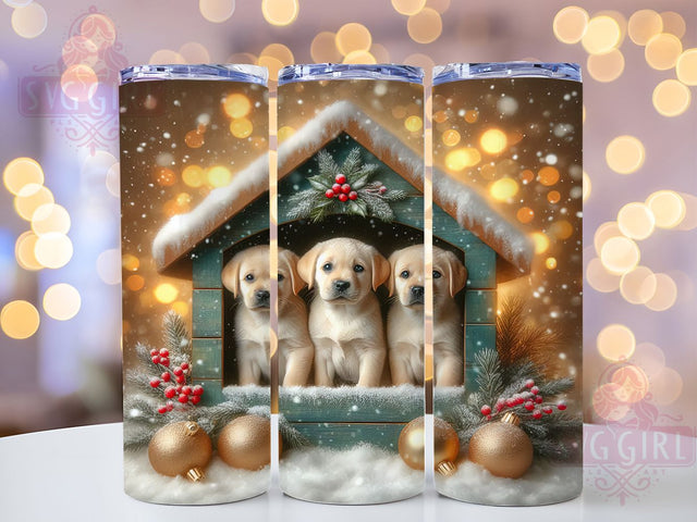 Christmas Puppies Tumbler Wrap, Holiday Tumbler Wrap, 20oz Sublimation Template, Skinny Tumbler Wrap, Festive Digital Download, Cute Dog Gift, Sublimation Design Sublimation SvggirlplusArt 