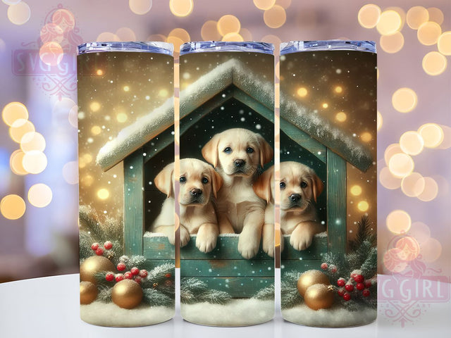 Christmas Puppies Tumbler Wrap, Holiday Tumbler Wrap, 20oz Sublimation Template, Skinny Tumbler Wrap, Festive Digital Download, Cute Dog Gift, Sublimation Design Sublimation SvggirlplusArt 