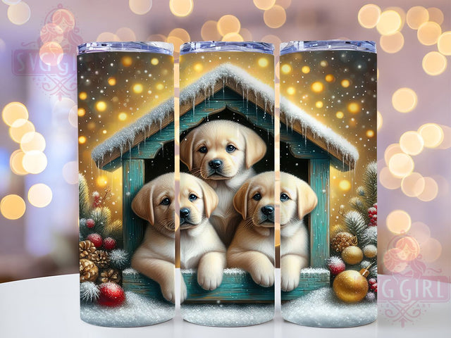 Christmas Puppies Tumbler Wrap, Holiday Tumbler Wrap, 20oz Sublimation Template, Skinny Tumbler Wrap, Festive Digital Download, Cute Dog Gift, Sublimation Design Sublimation SvggirlplusArt 