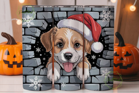 Christmas Puppy 20oz Tumbler Wrap Sublimation PixelChick 