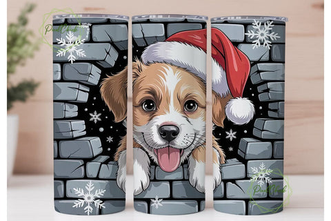 Christmas Puppy 20oz Tumbler Wrap Sublimation PixelChick 