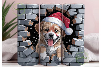 Christmas Puppy 20oz Tumbler Wrap Sublimation PixelChick 