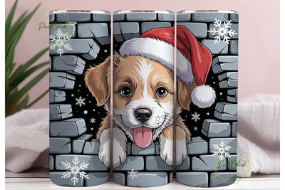 Christmas Puppy 20oz Tumbler Wrap Sublimation PixelChick 