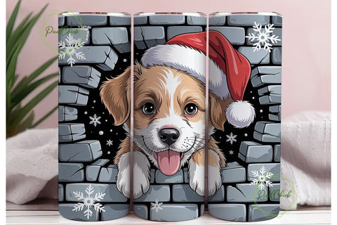Christmas Puppy 20oz Tumbler Wrap Sublimation PixelChick 