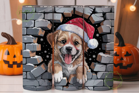 Christmas Puppy 20oz Tumbler Wrap Sublimation PixelChick 