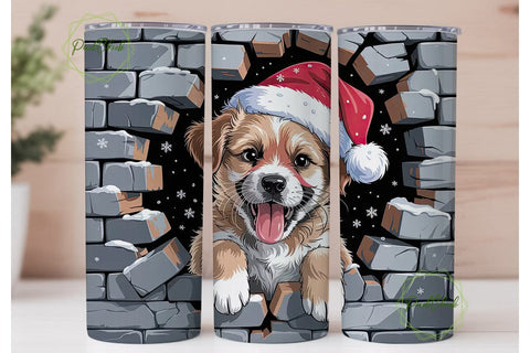 Christmas Puppy 20oz Tumbler Wrap Sublimation PixelChick 