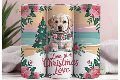Christmas Puppy Beach 20oz Tumbler Wrap Sublimation PixelChick 
