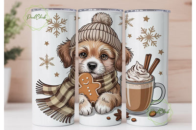 Christmas Puppy Latte 20oz Tumbler Wrap Sublimation PixelChick 