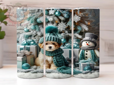 Christmas Puppy Snowman Tumbler, Winter Hot Cocoa Wrap, Cute Animal Sublimation, 20oz Holiday Tumbler, Festive Puppy Art, Seasonal Snowman Mug, Whimsical Winter Cup Sublimation Lara' s Designs 