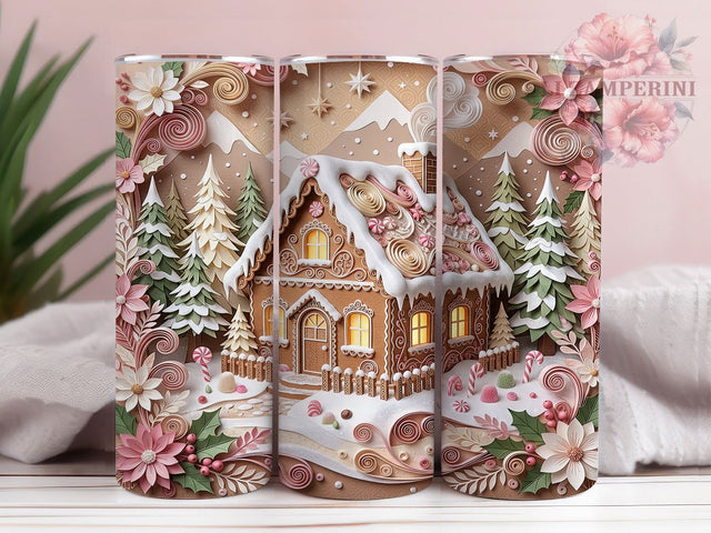 Christmas Quilled Gingerbread 20oz Tumbler, Paper Quilling PNG, Quilled Gingerbread, Gingerbread Tumbler, Gingerbread PNG, 20oz Tumbler Wrap, Gingerbread Wrap, Holiday Gingerbread Sublimation Li Zamperini 
