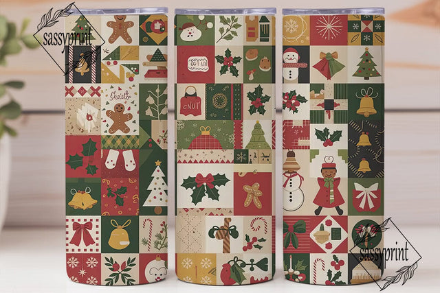 Christmas Quilt 20oz Tumbler Wrap Sublimation sassyprint 